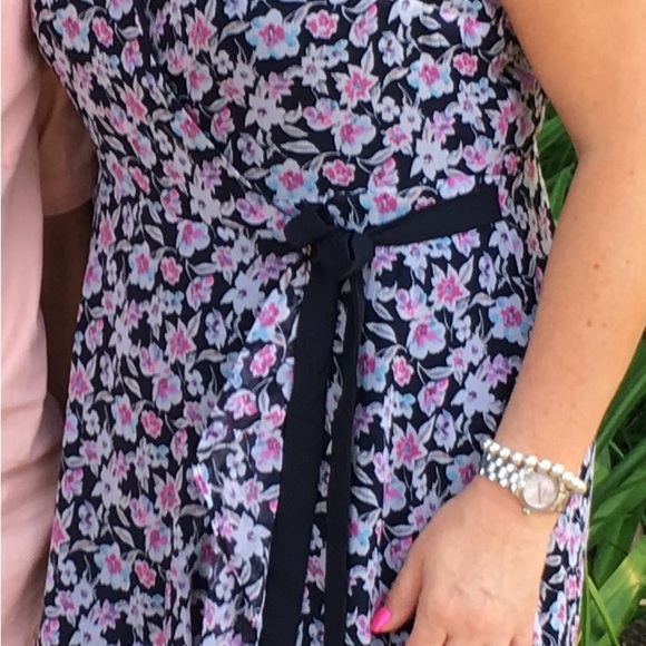 Banana Republic Floral Wrap Dress - Navy and Pink petite 14 - Picture 3 of 9